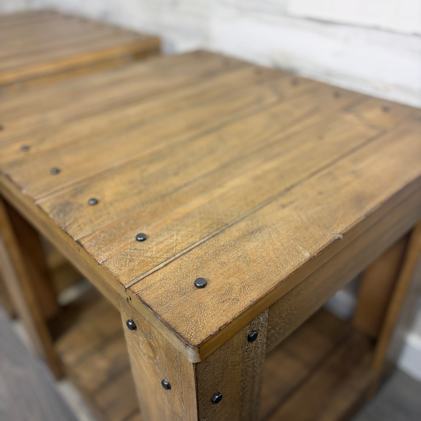 Set Of 2 Rustic End Tables