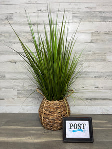 Faux Grass In Seagrass Basket