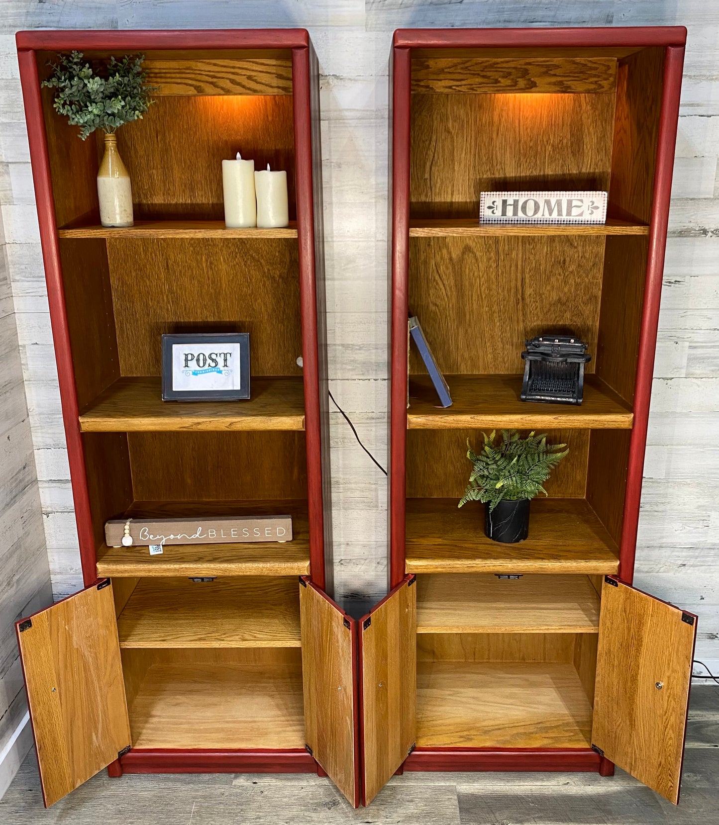 Set Of 2 Barn Red Bookshelves