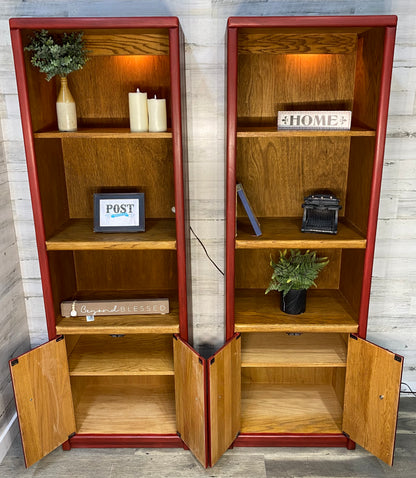 Set Of 2 Barn Red Bookshelves