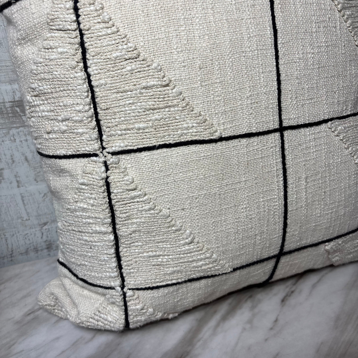 Cream And Black Geometric Pattern Pillow