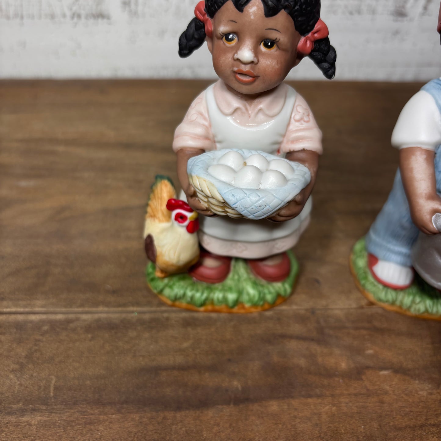Vintage Home Interiors “Double Blessings” Boy And Duck Girl And Chicken Figurines