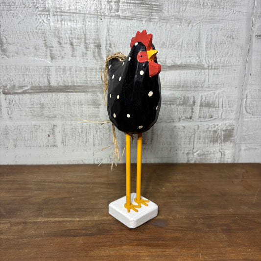 Rustic Polka Dot Rooster Figurine
