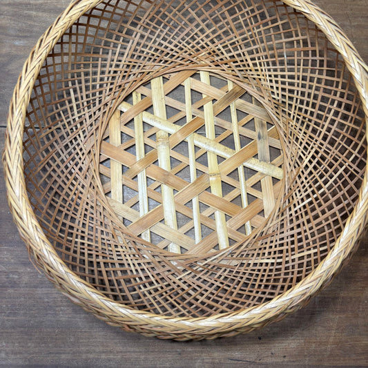 Vintage Hand Woven Bamboo Basket