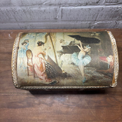 Vintage Wooden Silk Top Jewelry Box
