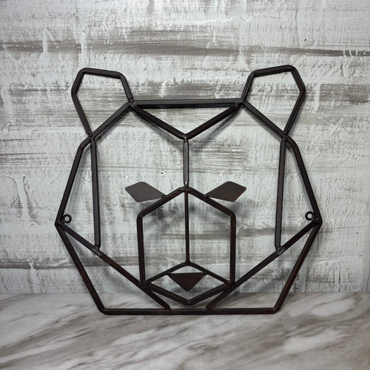 Geometric Metal Bear Head Hanging Wall Decor