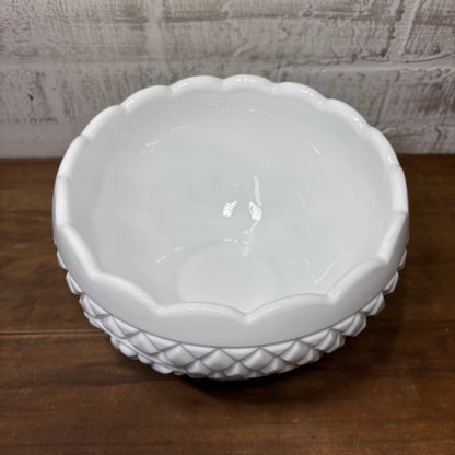Vintage Heavy Indiana Company Canterbury Milk Glass Fruit Bowl