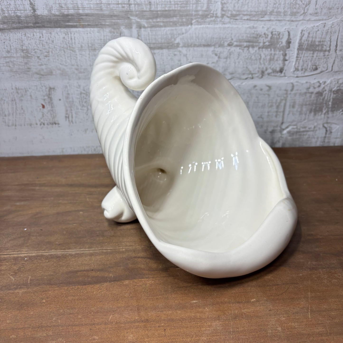 White Ceramic Cornucopia Decor