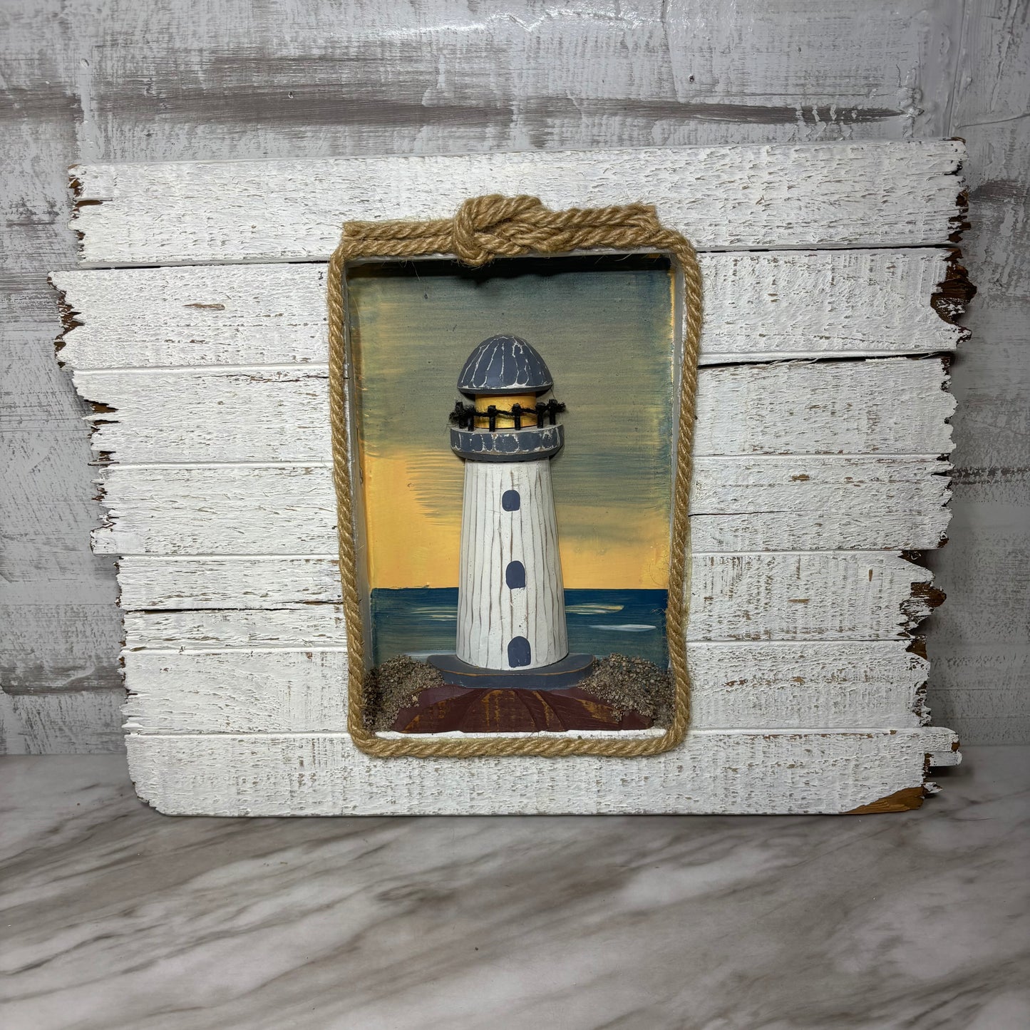 Wooden Shadowbox Nautical Lighthouse 3D Wall Art