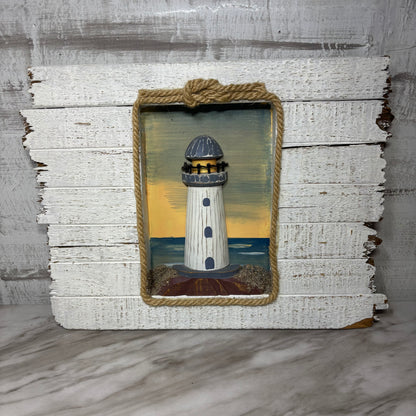 Wooden Shadowbox Nautical Lighthouse 3D Wall Art