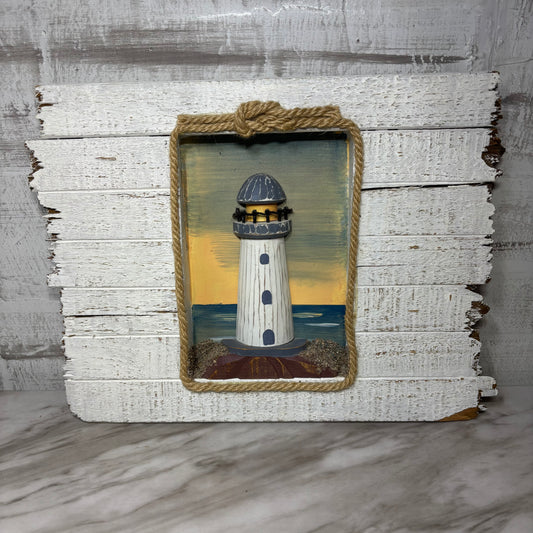Wooden Shadowbox Nautical Lighthouse 3D Wall Art