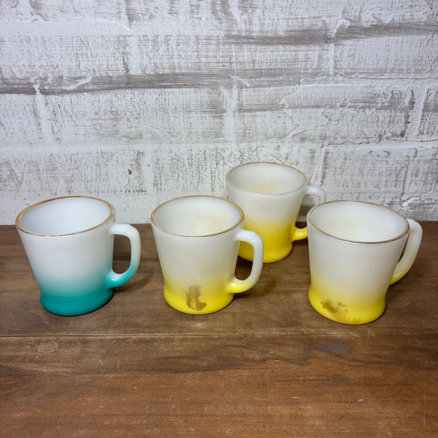 Vintage Fire King Milk Glass Ombre Anchor Hocking Mugs Set Of 4