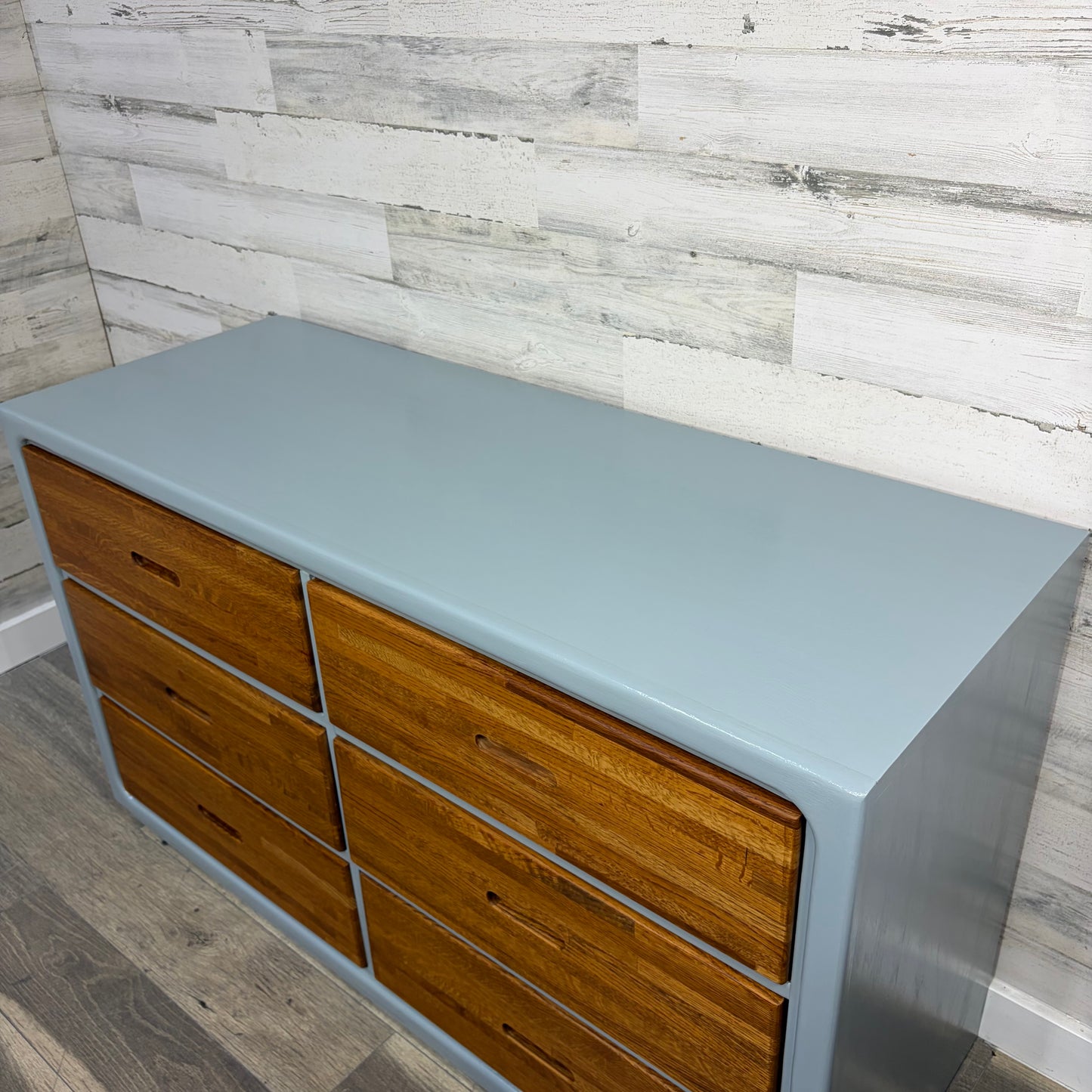 Refinished Oak & Blue Dresser