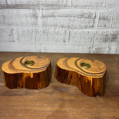 Wooden Candle Holders Set Of 2