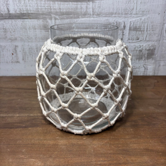 Macrame Woven Glass Vase/ Candle Holder