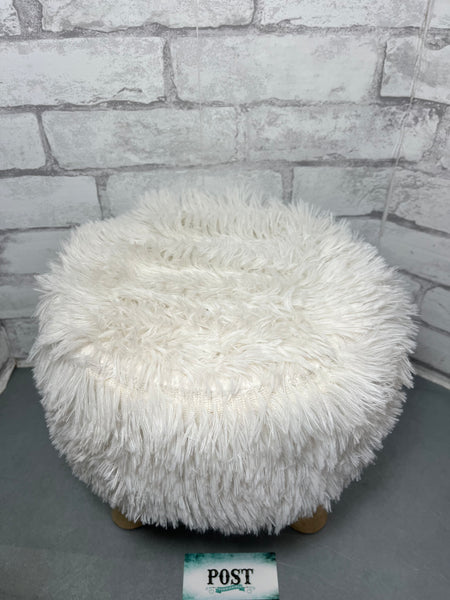 White Fur Footstool