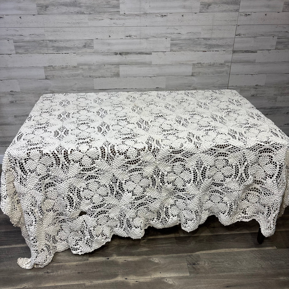 Vintage Hand Crocheted Medallion Lace Bedspread