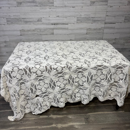 Vintage Hand Crocheted Medallion Lace Bedspread