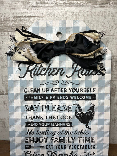 “Kitchen Rules” Farmhouse Rooster Wooden Sign
