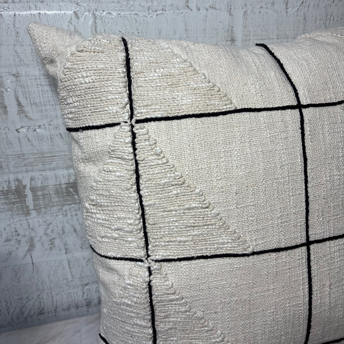Cream And Black Geometric Pattern Pillow