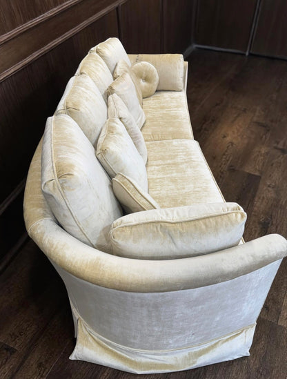 Vintage Mid Century Long Yellow Sofa Couch