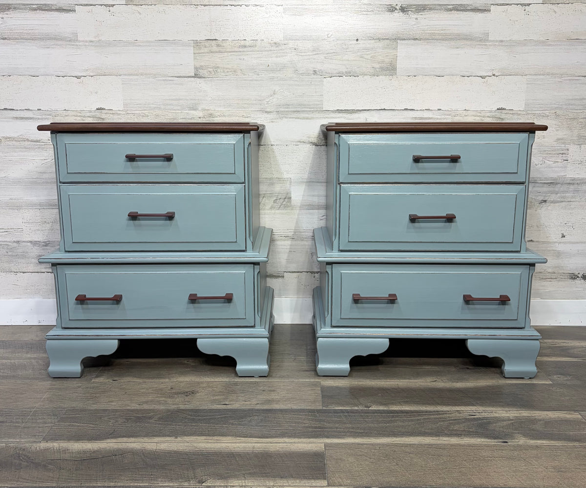 Set Of 2 Matching Blue/Gray Nightstands