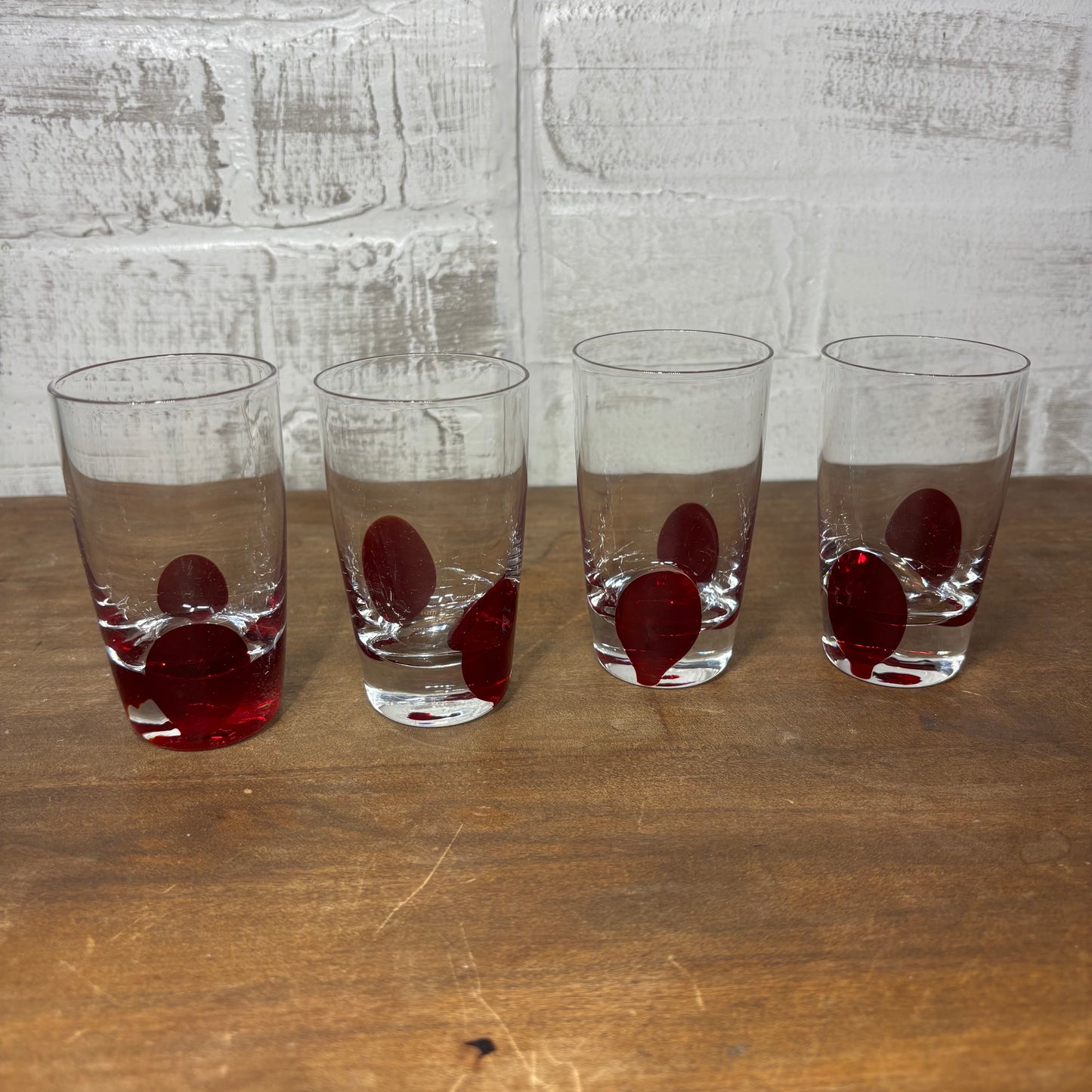 Pier 1 Imports Red Drip Dot Shot Glasses Set Of 4