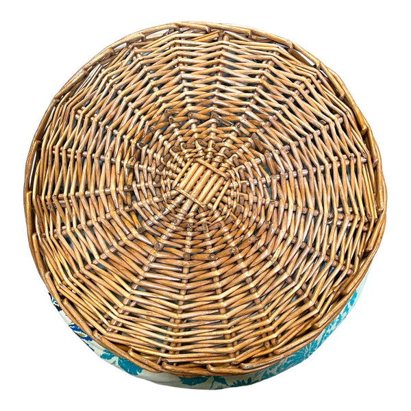 Wicker Lined Round Shallow Basket