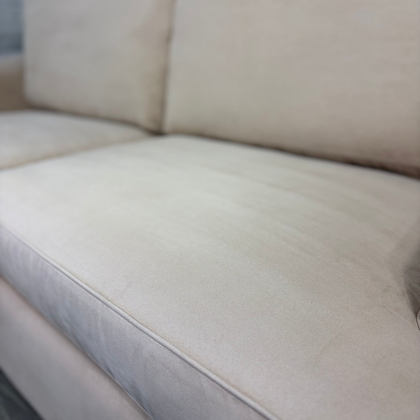 Beige Microsuede Sofa Couch