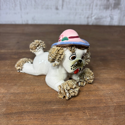 Vintage Spaghetti Dog Wearing A Hat Figurine