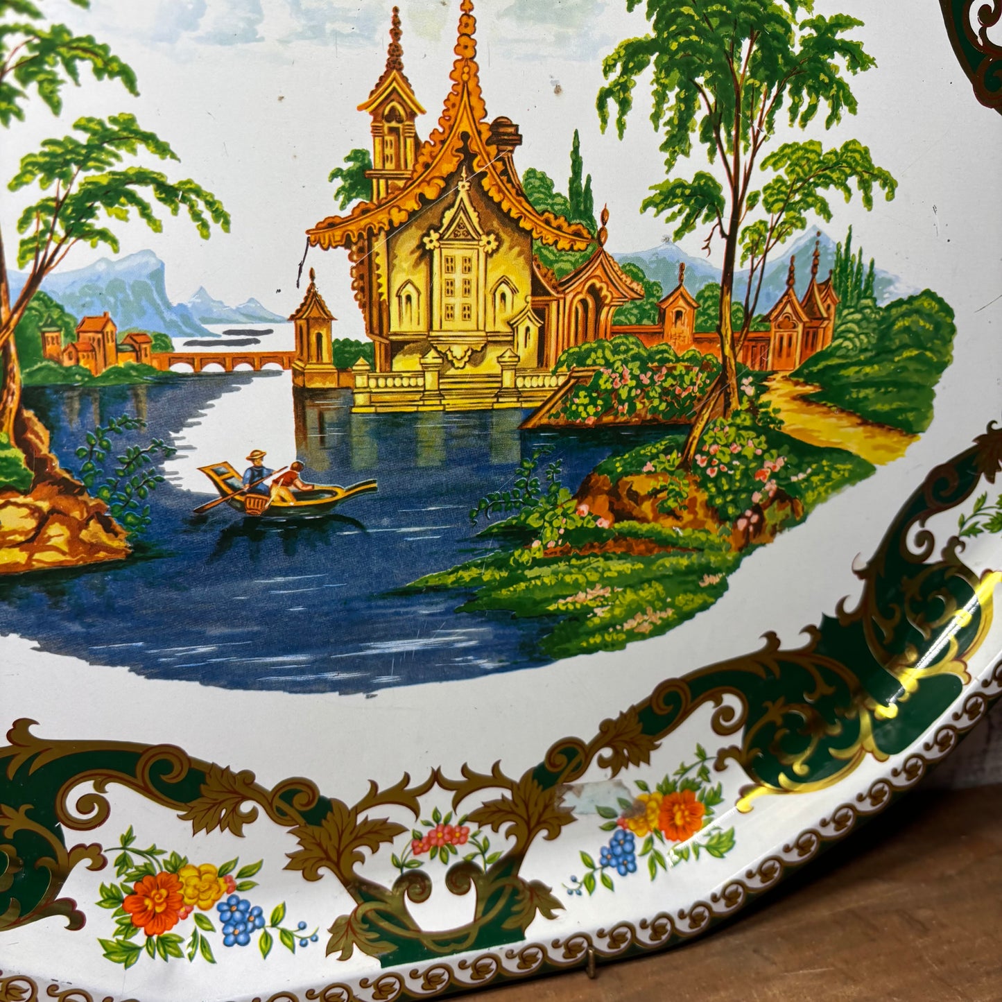 Vintage Daher Decorated Enameled Tray / Plate