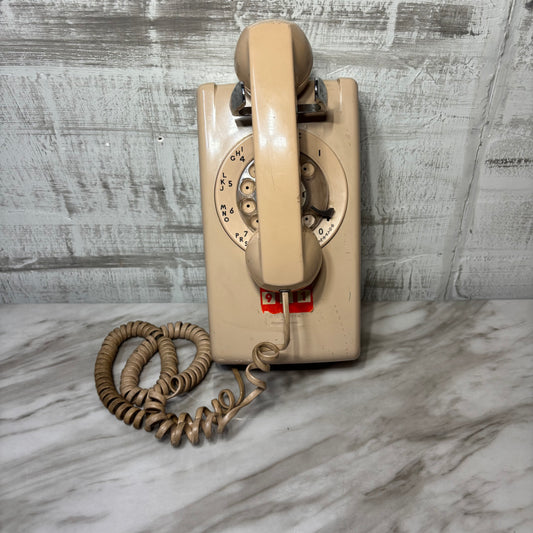 Vintage Beige Western Electric Model Rotary Wall-Mount Telephone