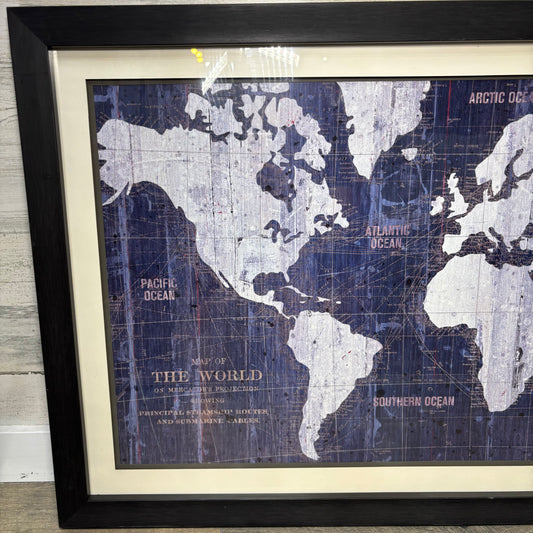Mercator Projection World Map Shadowbox Wall Art