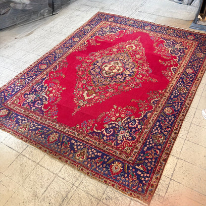 Vintage Persian Tabriz 100% Wool Area Rug 9’8” x 13’