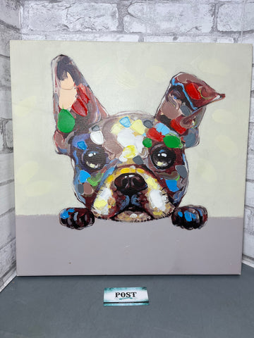 Boston Terrier Rainbow Canvas Painting