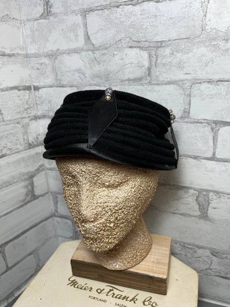 Meier & Frank Co Vintage Black Velvet Women’s Hat