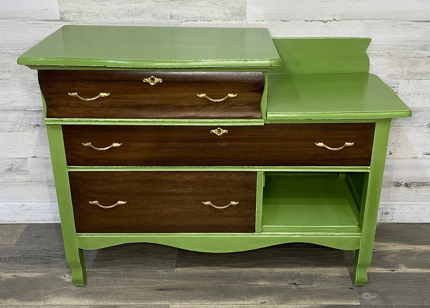 Green & Brown Antique Dresser