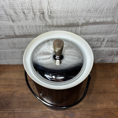 Mid Century Kromex Wood Grain ChampagneIce Bucket