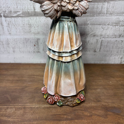 Decorative Angel Figurine W/ Bouquet Of Roses