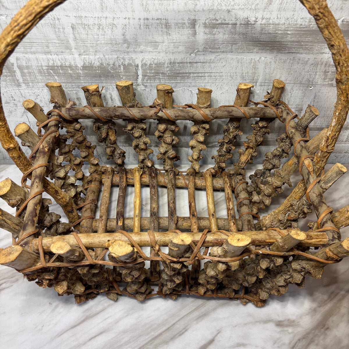 Vintage Adirondack Style Twig Basket
