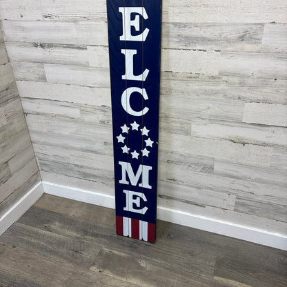 Double Sided Wooden Welcome Home Sign with Patriotic Design
