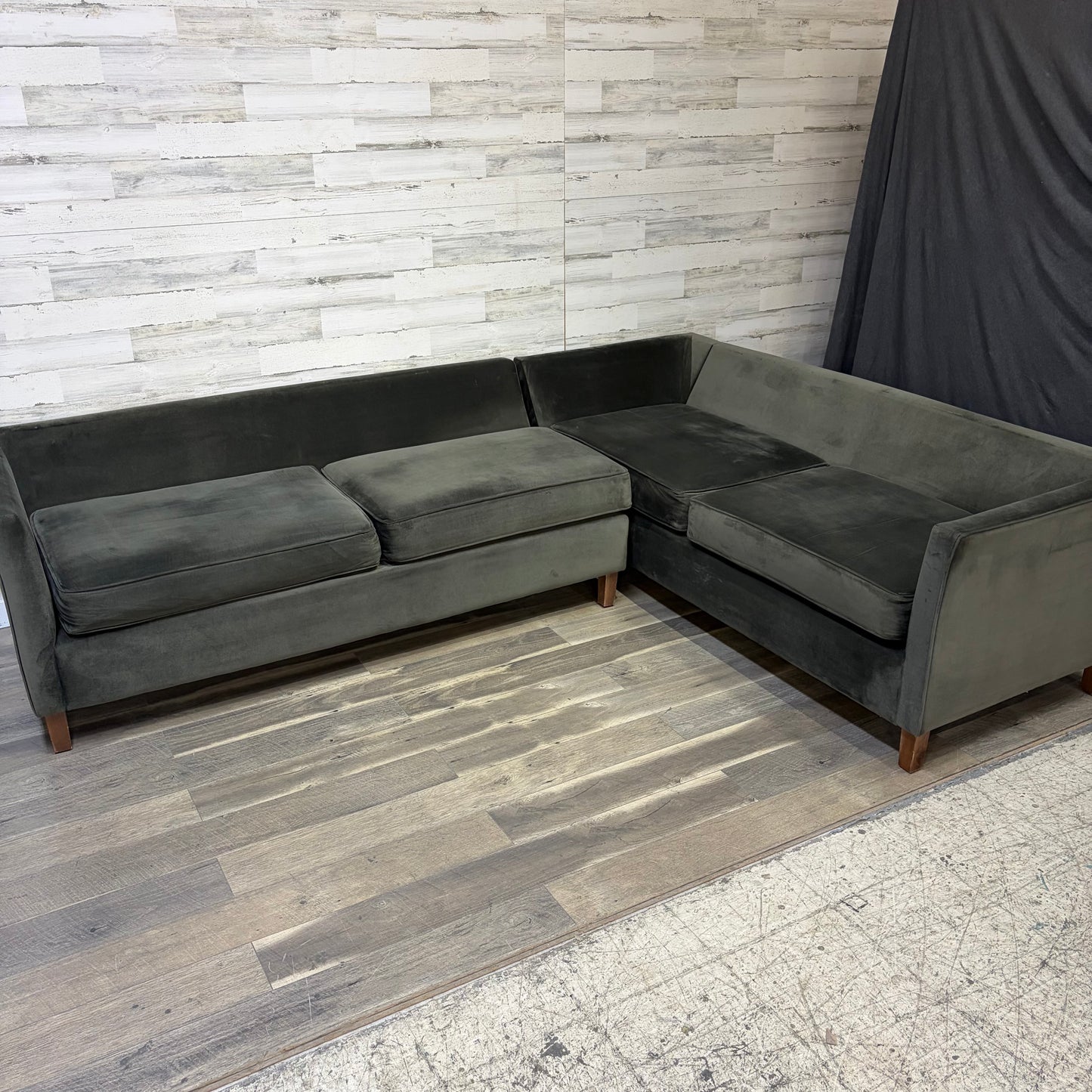 Dark Green 2pc Sectional Modern Couch