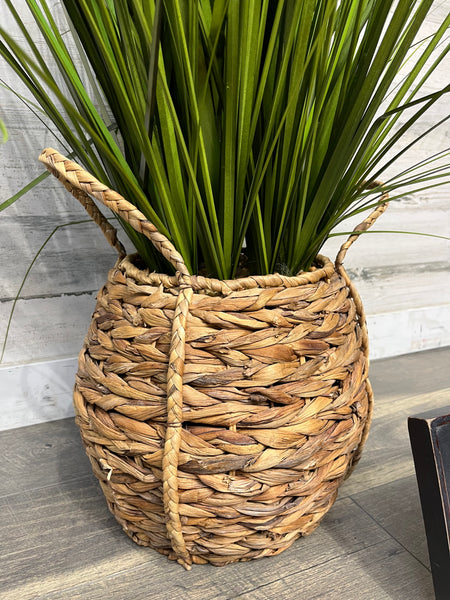 Faux Grass In Seagrass Basket