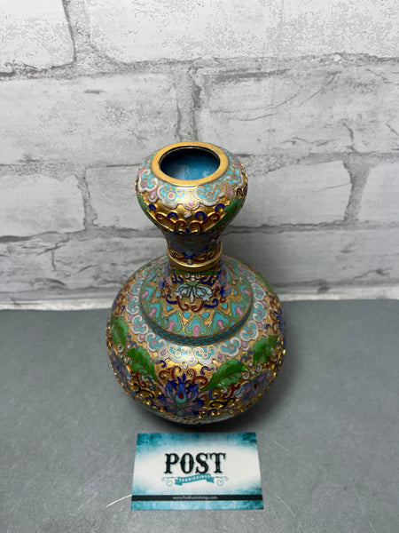 Vintage Chinese Cloisonne Lotus Flowers Vase