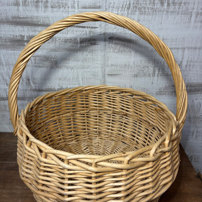 Large Vintage Wicker Single Handle Basket