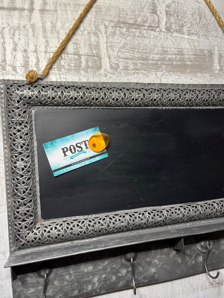 Hanging Galvanized Metal Chalkboard With Hooks