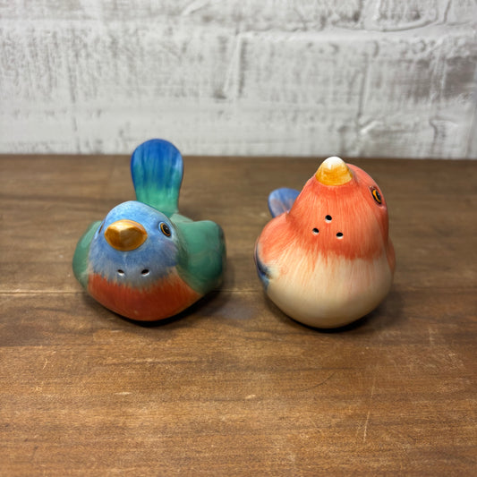 Vintage Fitz & Floyd Ceramic Bird Salt And Paper Shakers