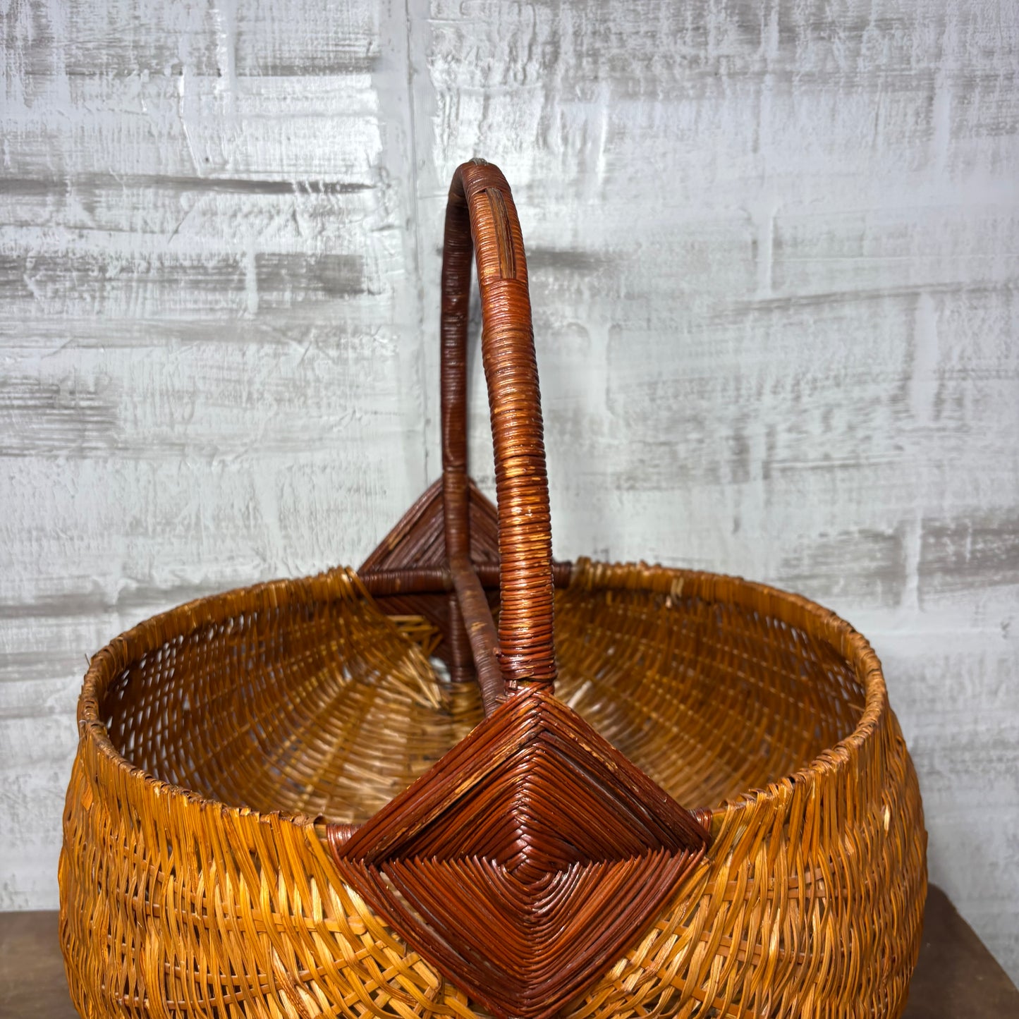 Vintage Hand-Woven Wicker Basket W/ Handle