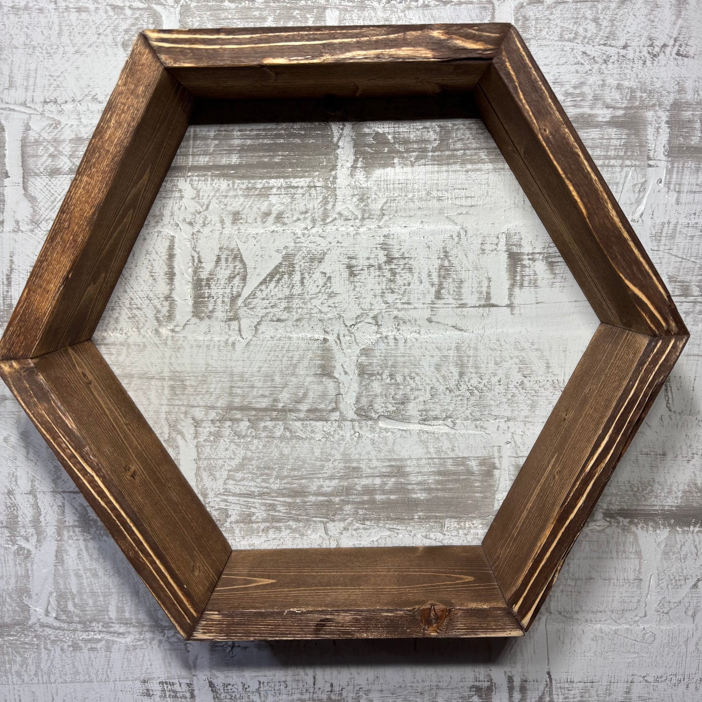 Rustic Hexagon Floating Shelf