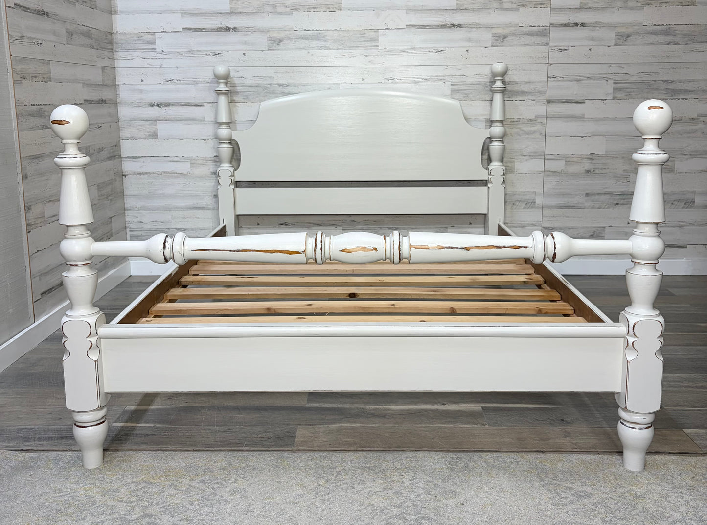 White Farmhouse Queen Bed Frame
